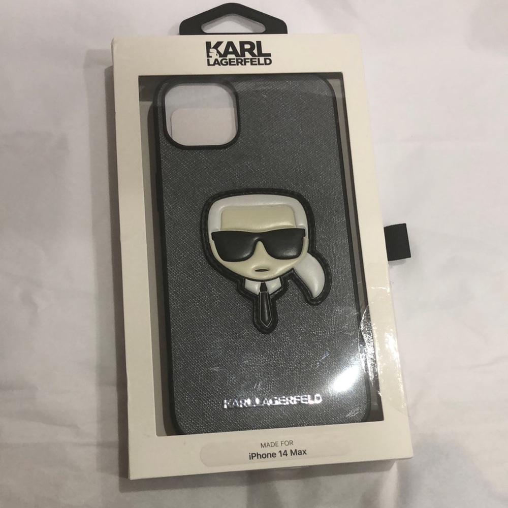 Karl Lagerfeld‎ charcoal steel gray iPhone 14 Max slim profile phone case new